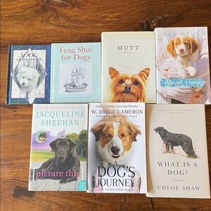 7 Mixed Bundle Lot of 7 Dog Themed Books Cute Book Stack